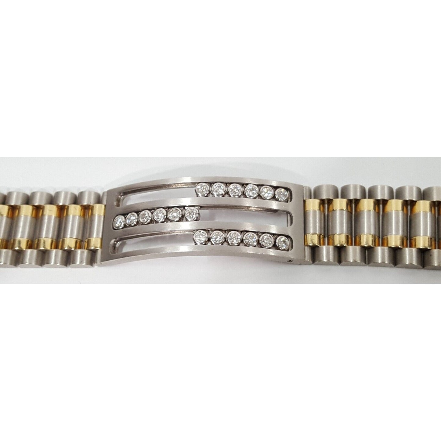 14K Karat Multi Tone Gold Motion Moving Diamond Link ID Bracelet