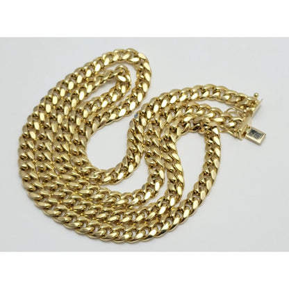 14K Solid Yellow Gold Cuban Link Chain Necklace