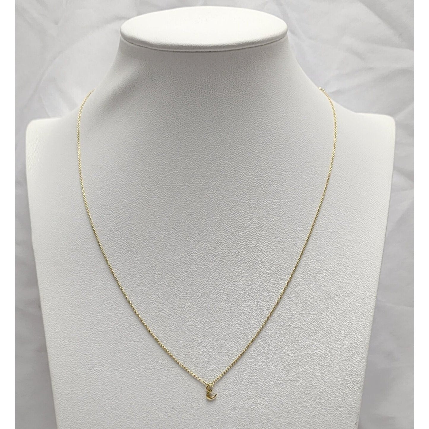 18K Yellow Gold Initial "E" Charm Pendant Resizable Link Chain Necklace