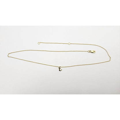 18K Yellow Gold Initial "E" Charm Pendant Resizable Link Chain Necklace