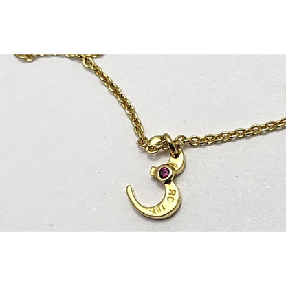 18K Yellow Gold Initial "E" Charm Pendant Resizable Link Chain Necklace