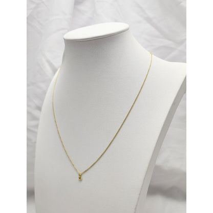 18K Yellow Gold Initial "E" Charm Pendant Resizable Link Chain Necklace