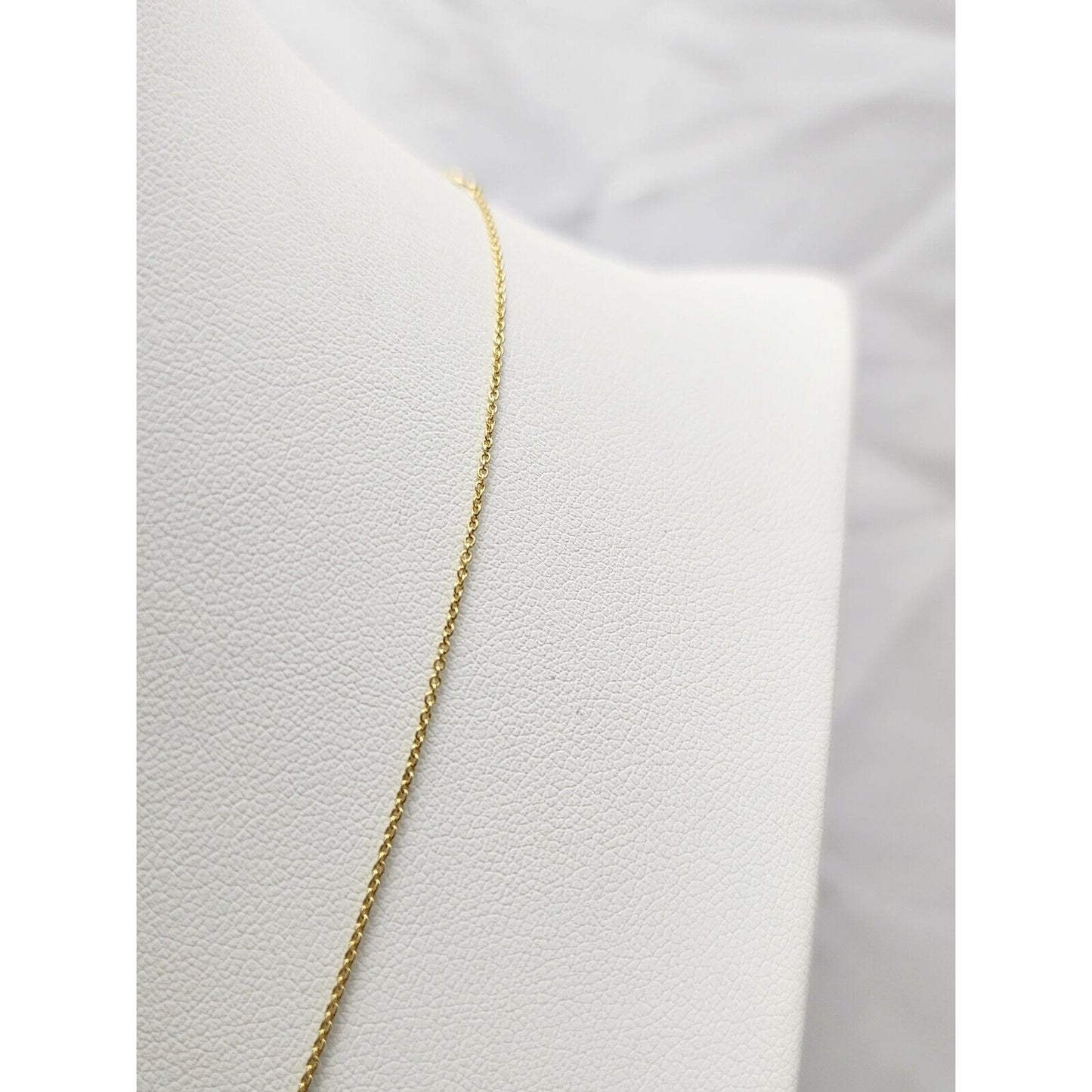 18K Yellow Gold Initial "E" Charm Pendant Resizable Link Chain Necklace