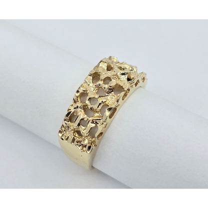 14K Yellow Gold Diamond Cut Nugget Ring