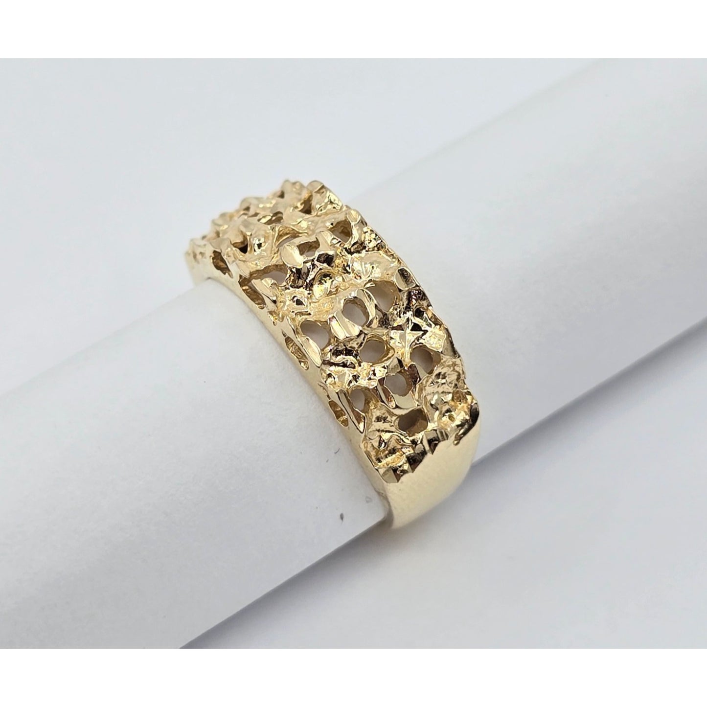 14K Yellow Gold Diamond Cut Nugget Ring