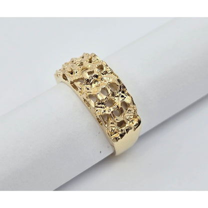 14K Yellow Gold Diamond Cut Nugget Ring
