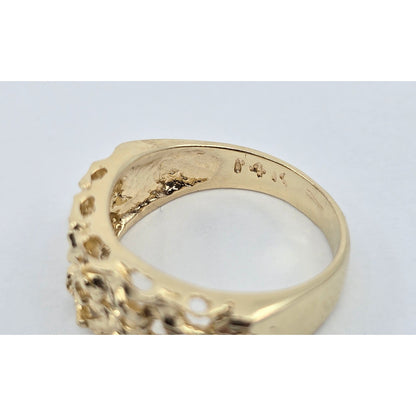 14K Yellow Gold Diamond Cut Nugget Ring