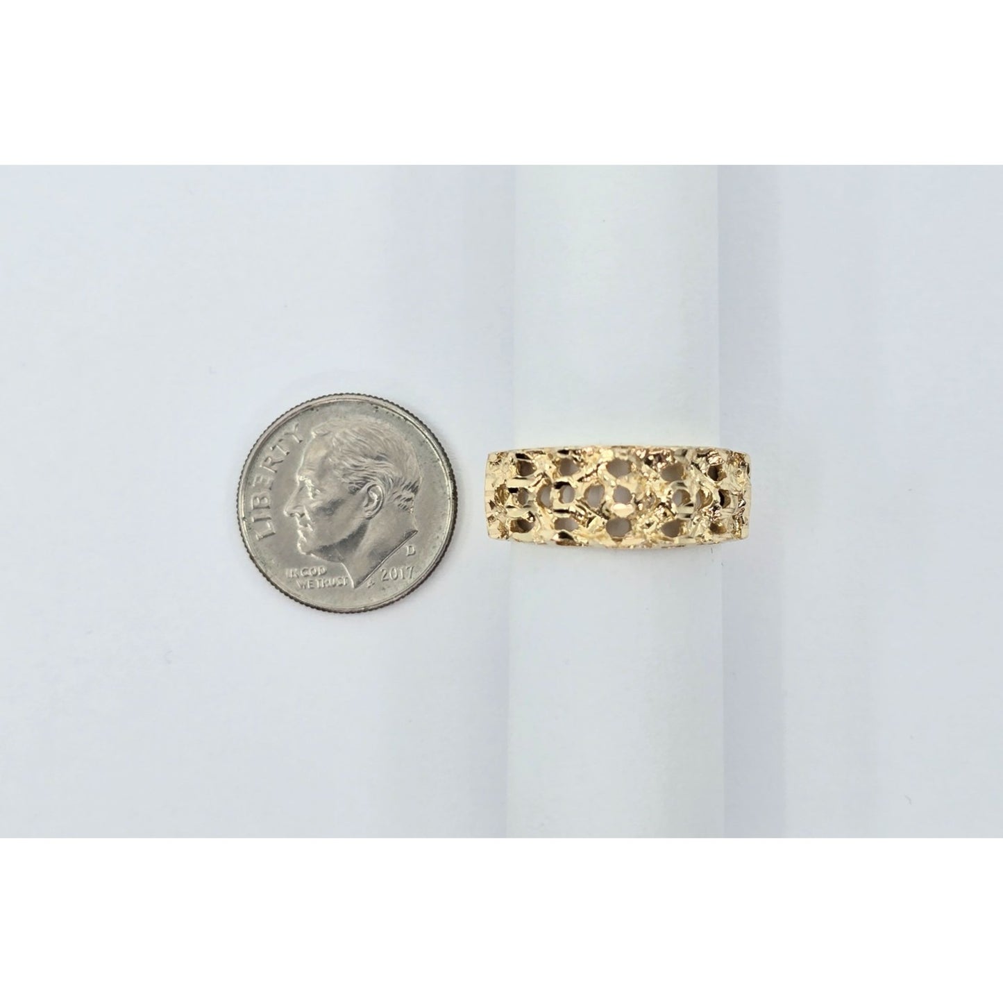 14K Yellow Gold Diamond Cut Nugget Ring