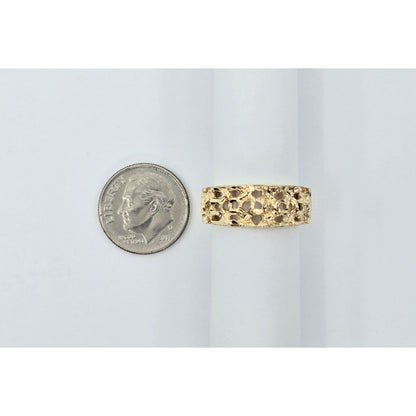 14K Yellow Gold Diamond Cut Nugget Ring
