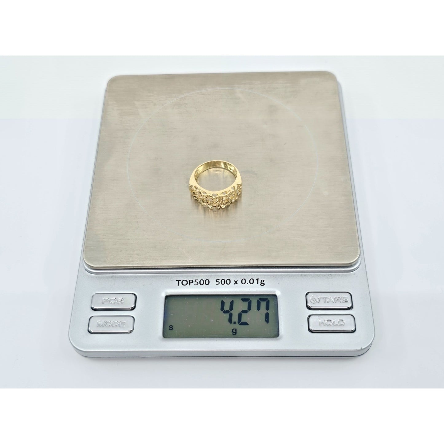 14K Yellow Gold Diamond Cut Nugget Ring