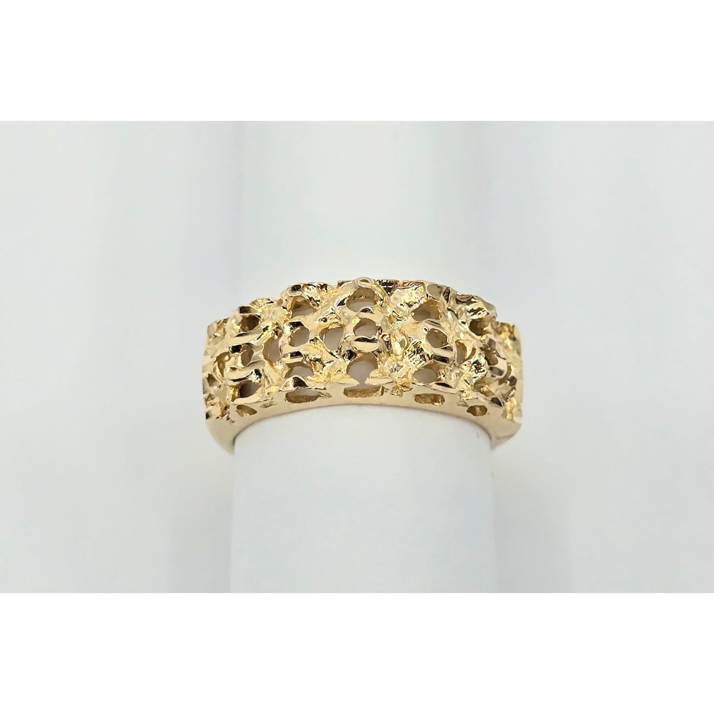 14K Yellow Gold Diamond Cut Nugget Ring