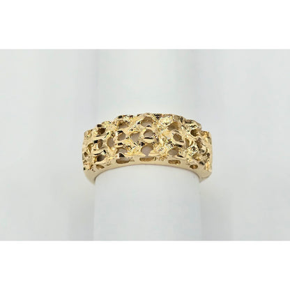 14K Yellow Gold Diamond Cut Nugget Ring