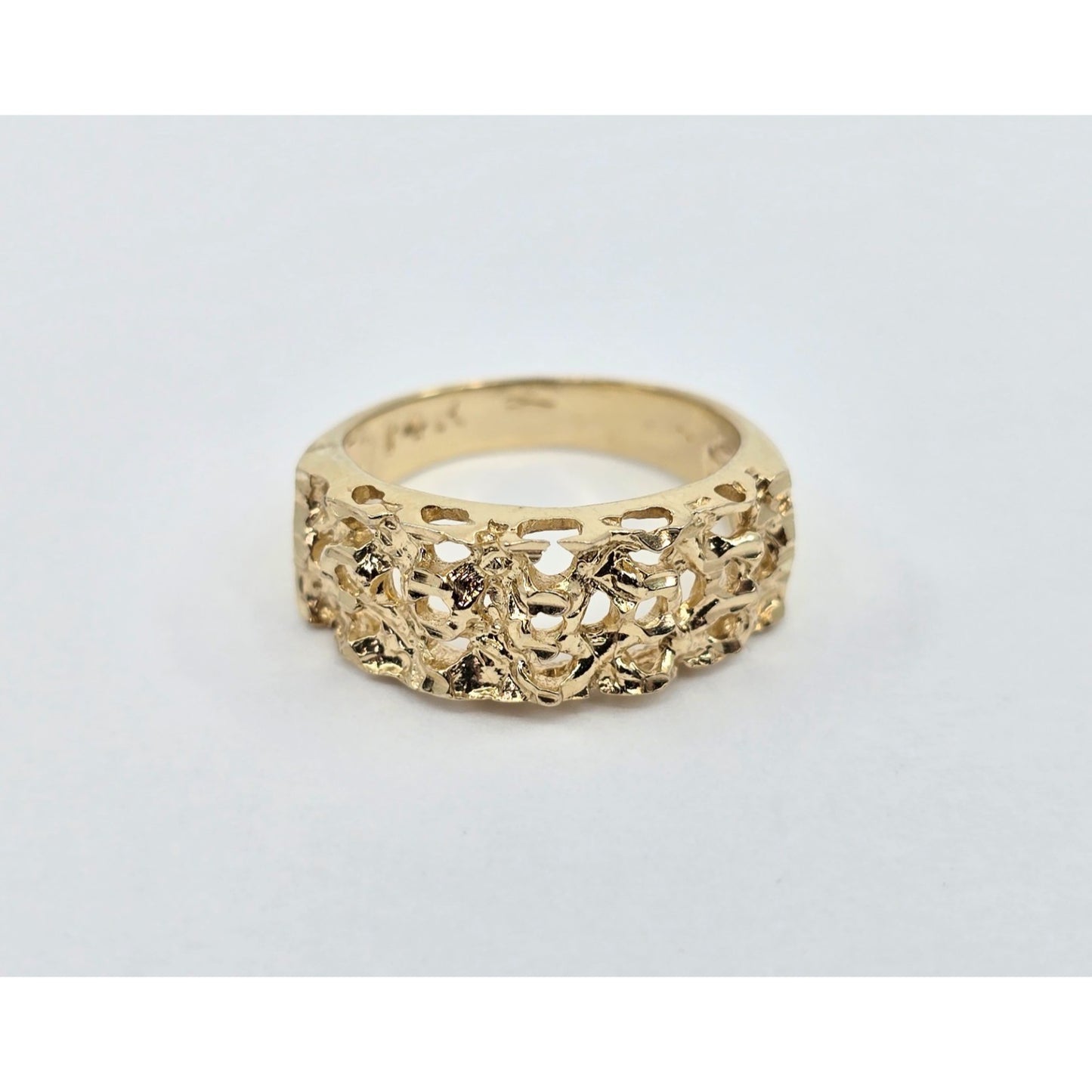 14K Yellow Gold Diamond Cut Nugget Ring