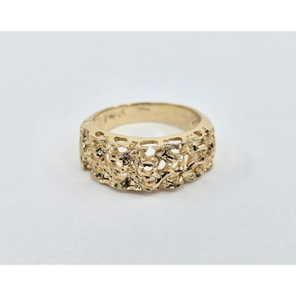 14K Yellow Gold Diamond Cut Nugget Ring