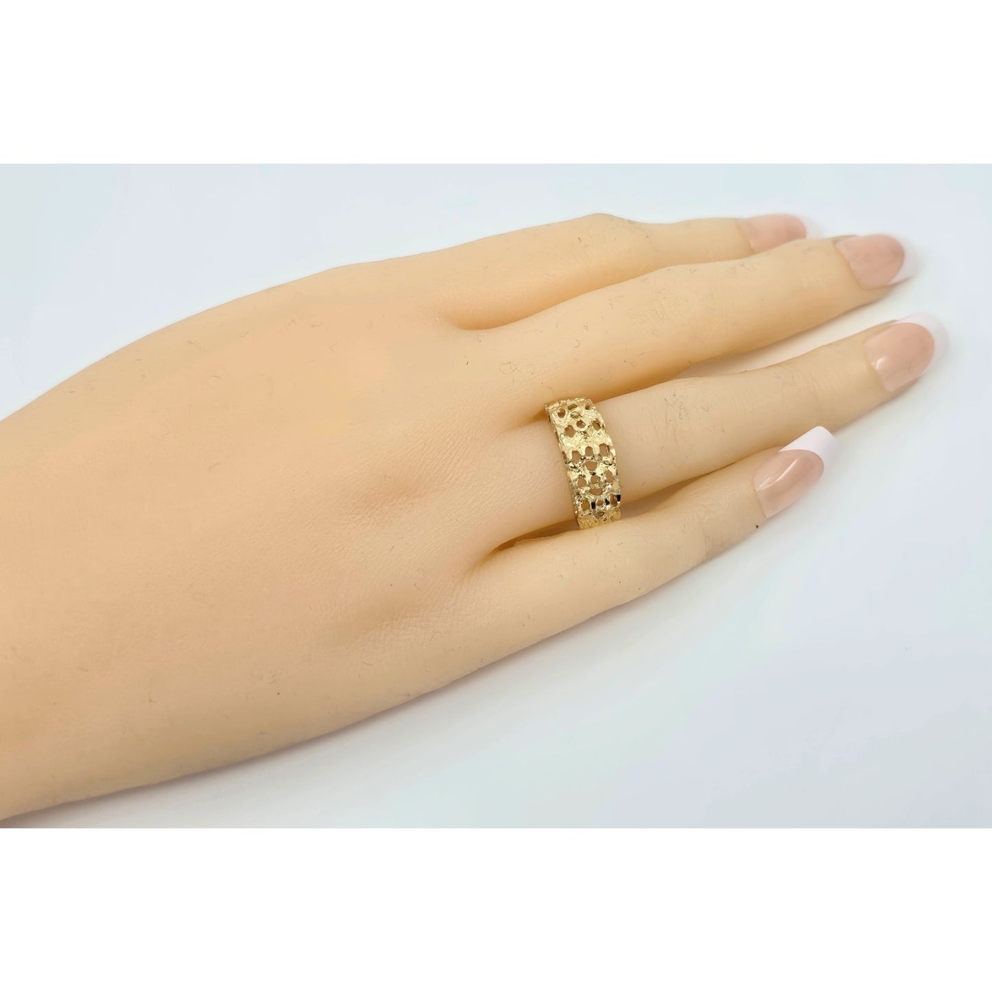14K Yellow Gold Diamond Cut Nugget Ring