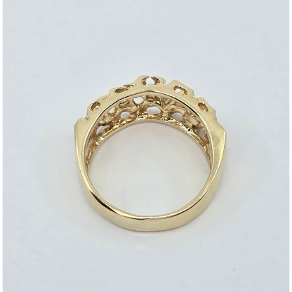 14K Yellow Gold Diamond Cut Nugget Ring