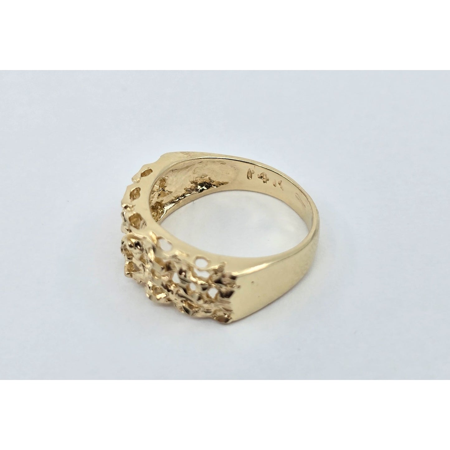 14K Yellow Gold Diamond Cut Nugget Ring