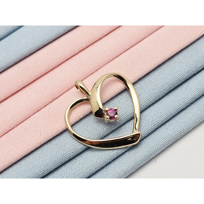 14K Yellow Gold Open Heart Ruby Charm Pendant