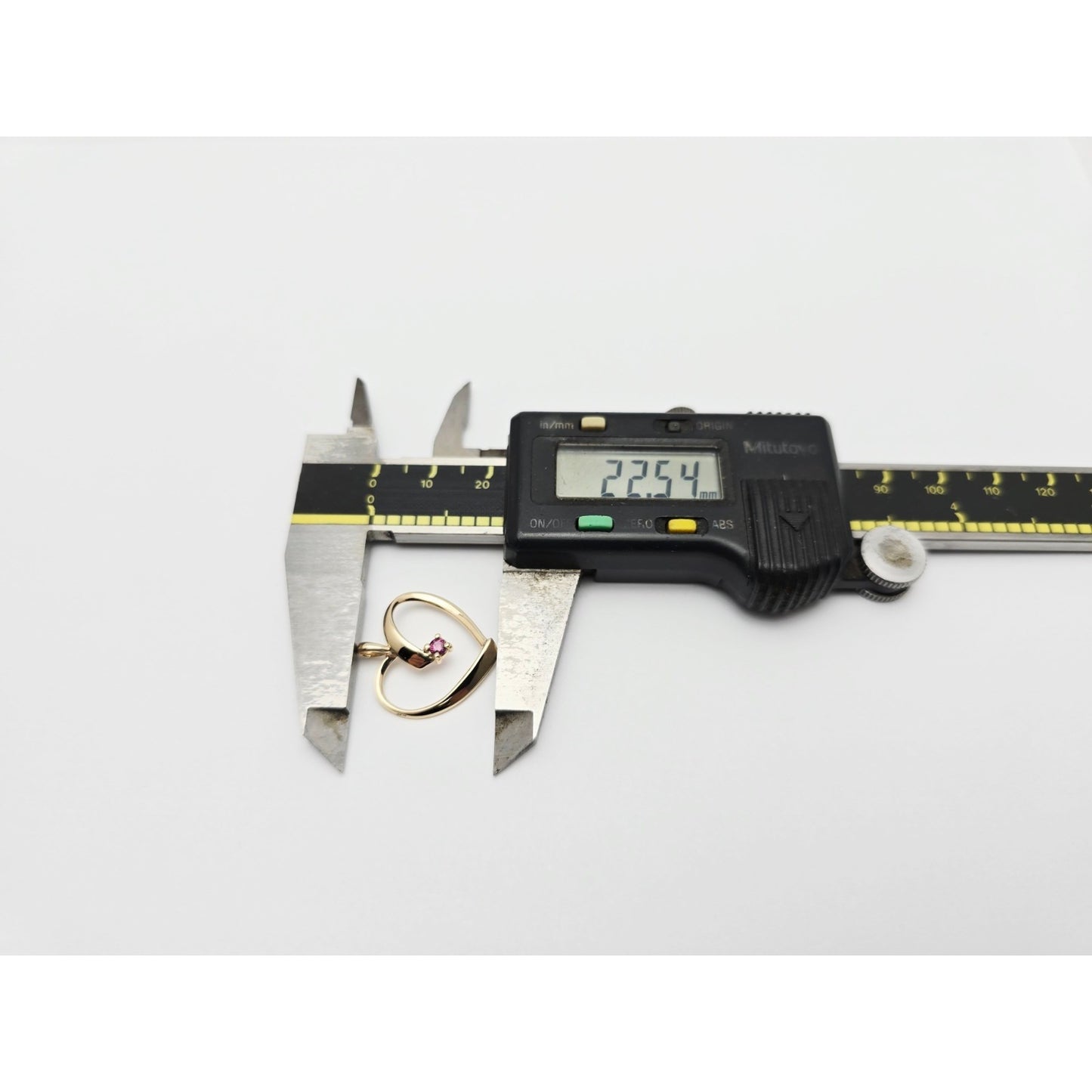 14K Yellow Gold Open Heart Ruby Charm Pendant