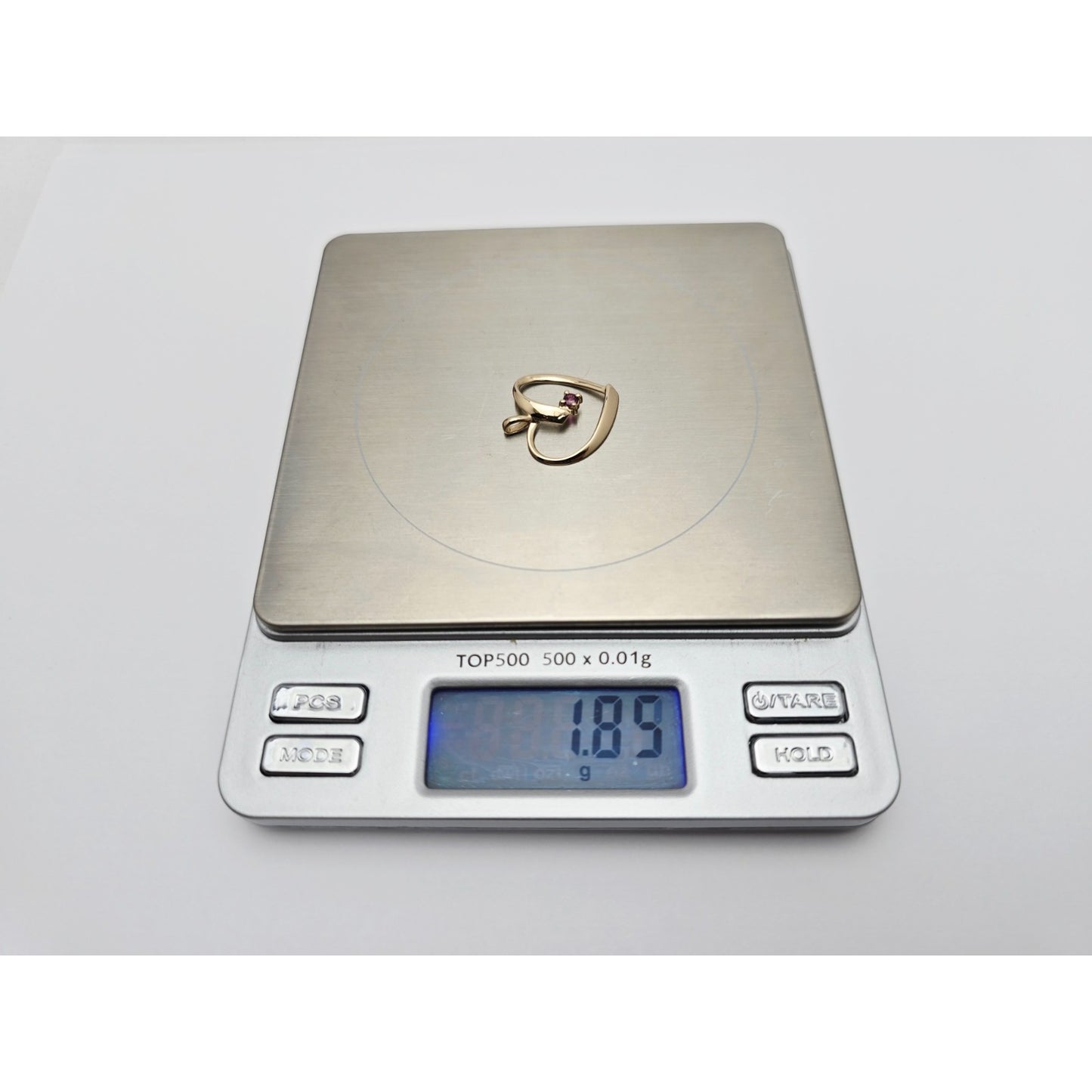 14K Yellow Gold Open Heart Ruby Charm Pendant