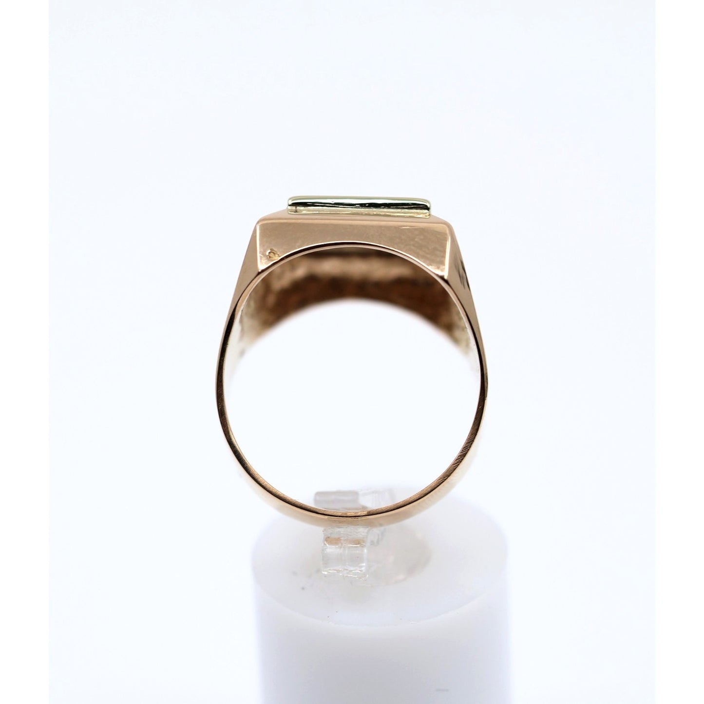 18K Two Tone Gold Statement Signet Bahai Symbol Ring