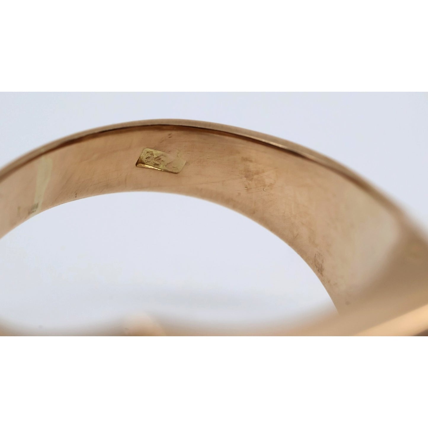18K Two Tone Gold Statement Signet Bahai Symbol Ring