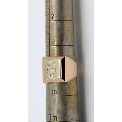 18K Two Tone Gold Statement Signet Bahai Symbol Ring