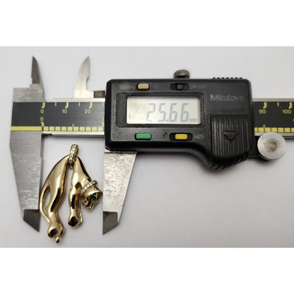 14K Yellow Gold Hanging Panther Jaguar Cougar Charm Pendant