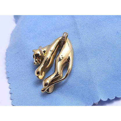 14K Yellow Gold Hanging Panther Jaguar Cougar Charm Pendant