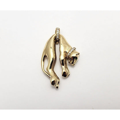 14K Yellow Gold Hanging Panther Jaguar Cougar Charm Pendant