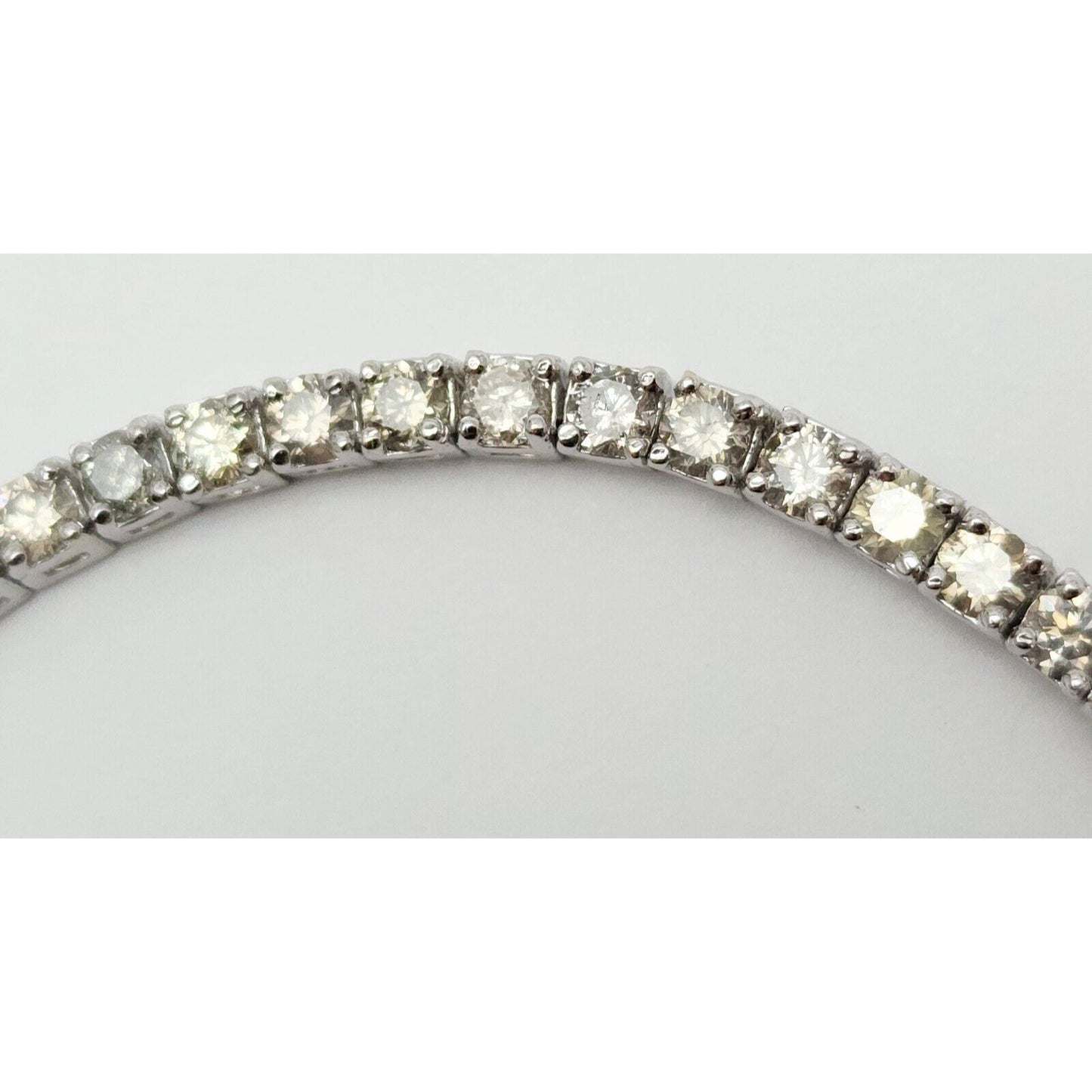 14K Solid White Gold Round Cut Diamond Tennis Link Bracelet