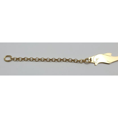 18K Solid Yellow Gold Designer Cable Link Dolphin Baby Bracelet