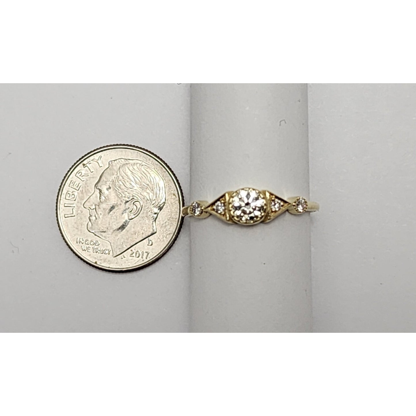 14K Yellow Gold Round Diamond Ring
