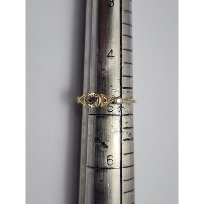 14K Yellow Gold Round Diamond Ring