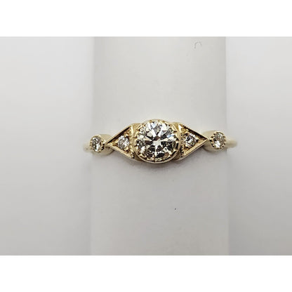14K Yellow Gold Round Diamond Ring