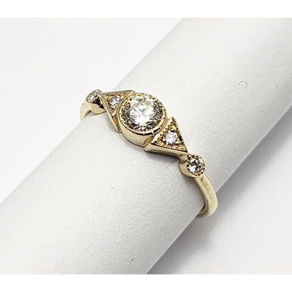 14K Yellow Gold Round Diamond Ring