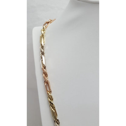 10K Two Tone Gold Designer Figarope Chain Necklace