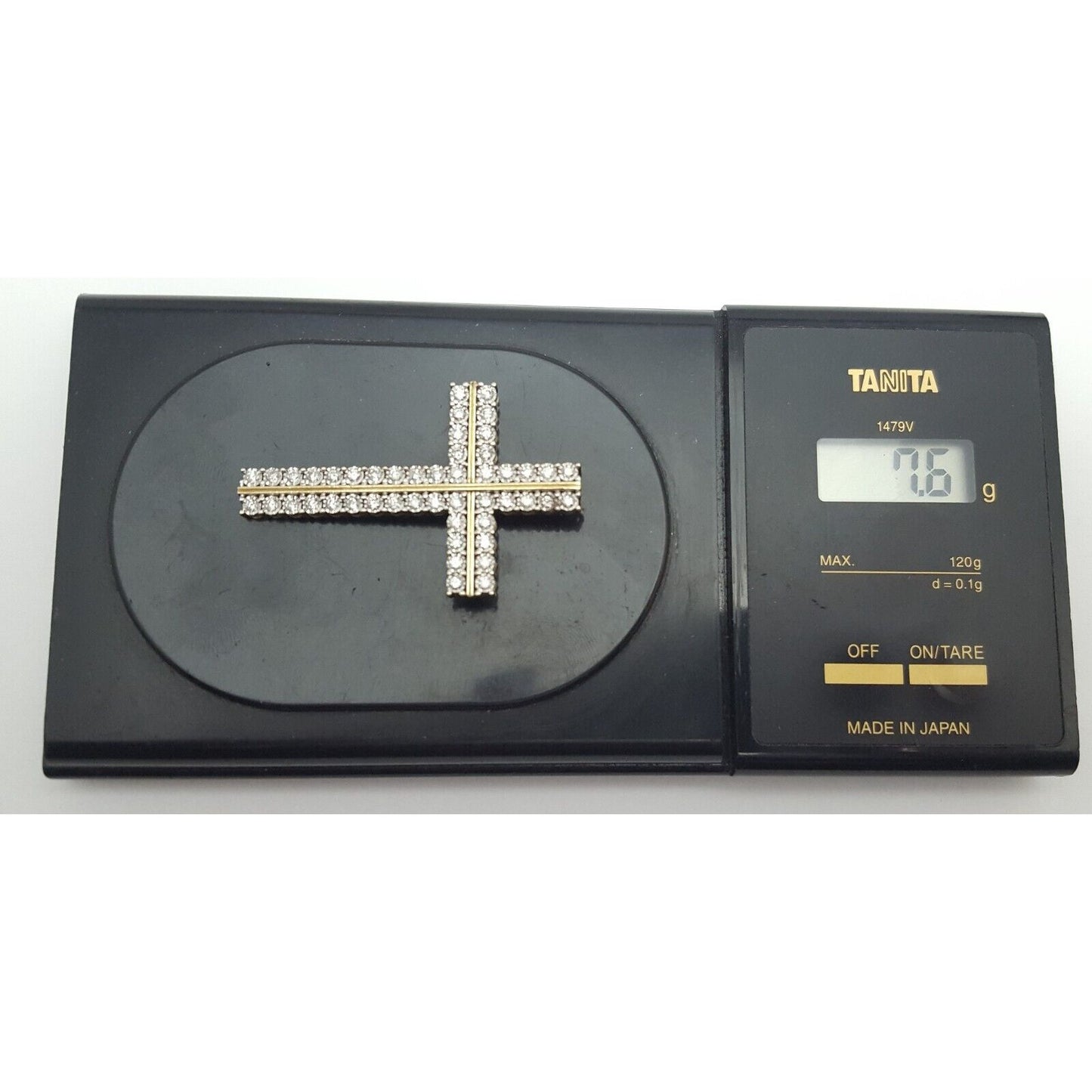 10K Solid Two Tone Gold Designer Diamond Cross Pendant Charm 1.44 ct