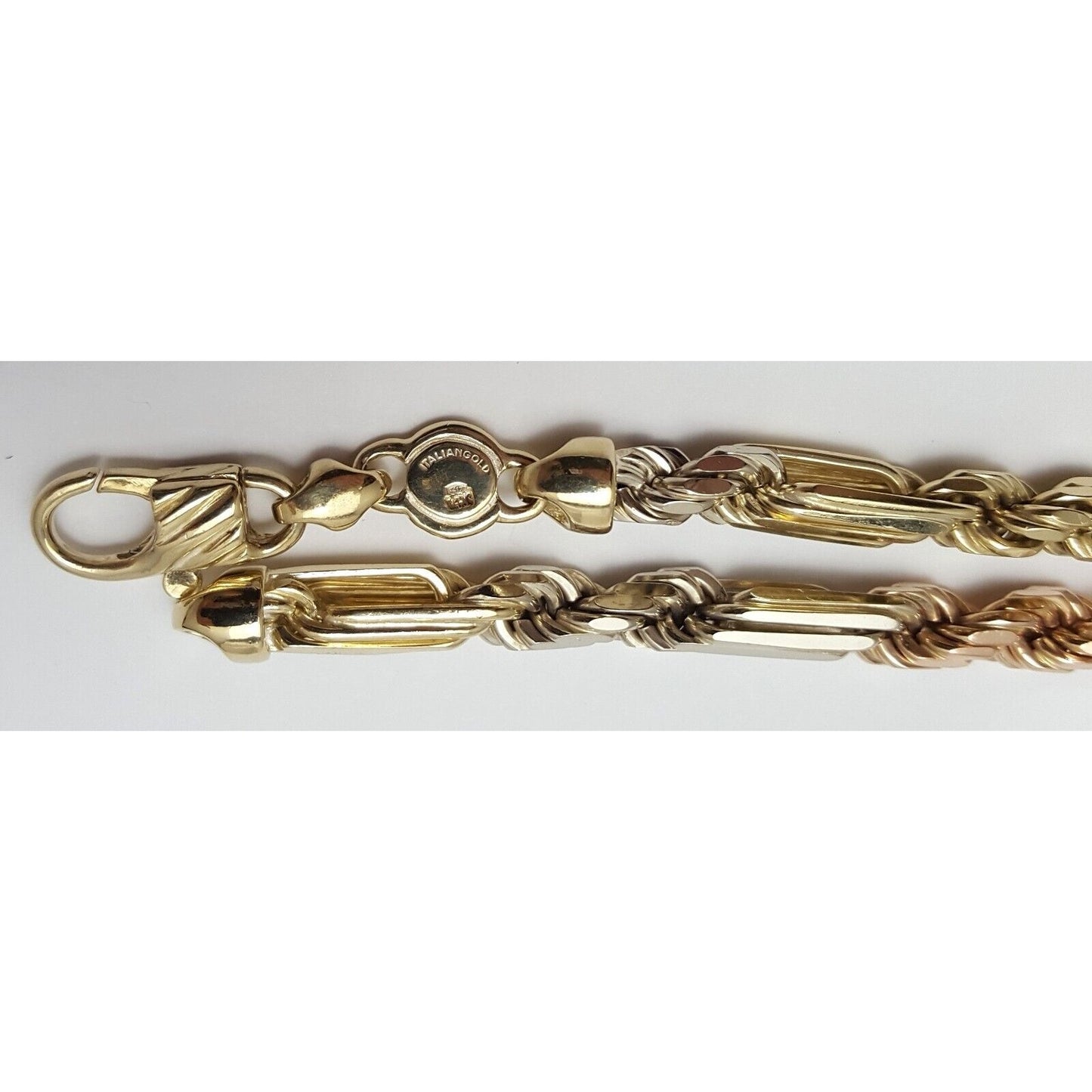 10K Two Tone Gold Designer Figarope Chain Necklace