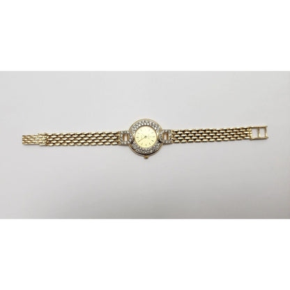 Vicence Quartz 14K Yellow Gold 32.7gr 24mm 1.48ct Diamonds Ladies Watch Italy