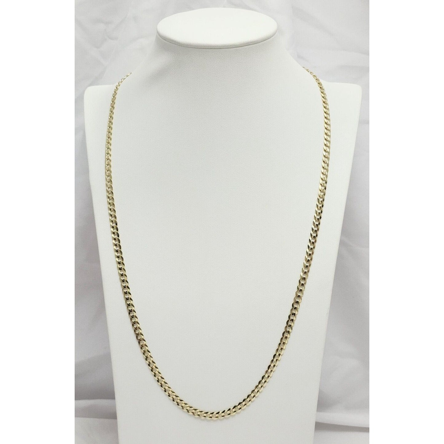 14K Yellow Gold Diamond Cut Cuban Link Chain Necklace