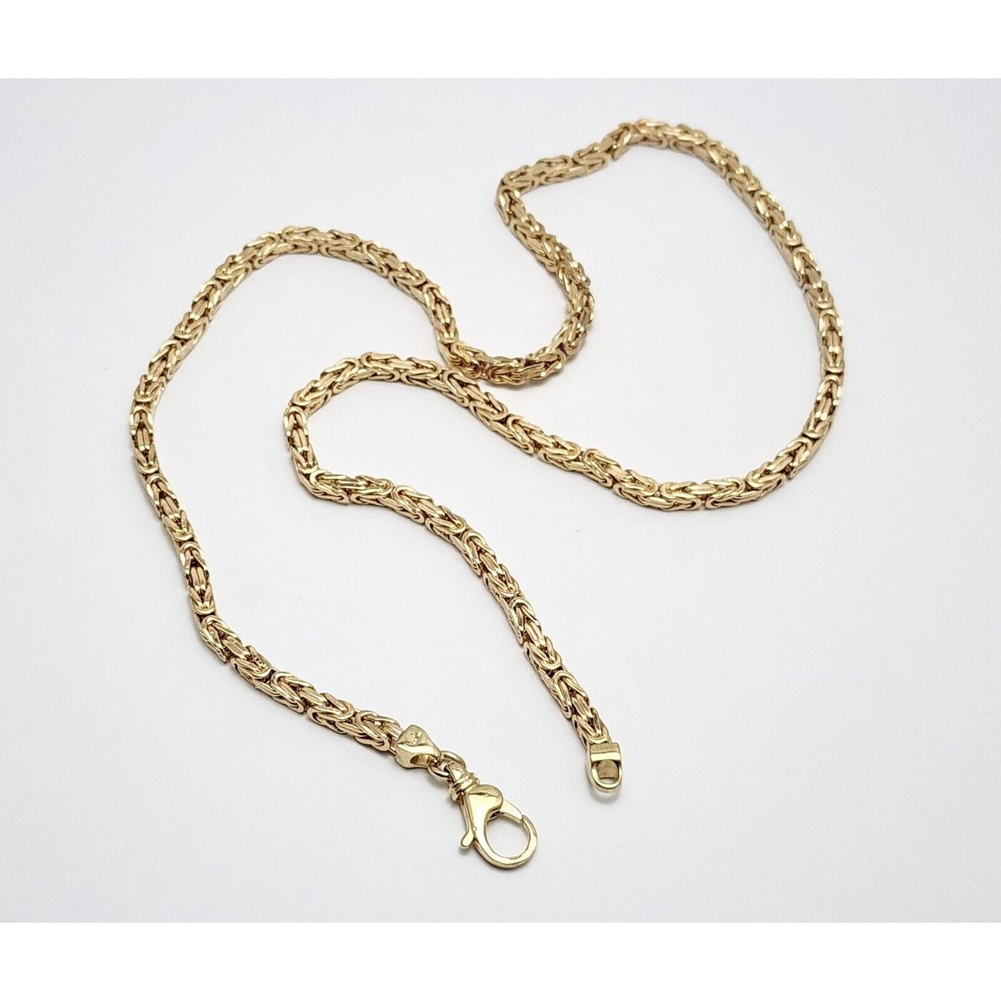 14K Yellow Gold Square Byzantine Link Chain Necklace