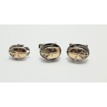 Allan Adler Sterling Silver & GP Scarab Cufflinks & Pin Silversmith to the Stars