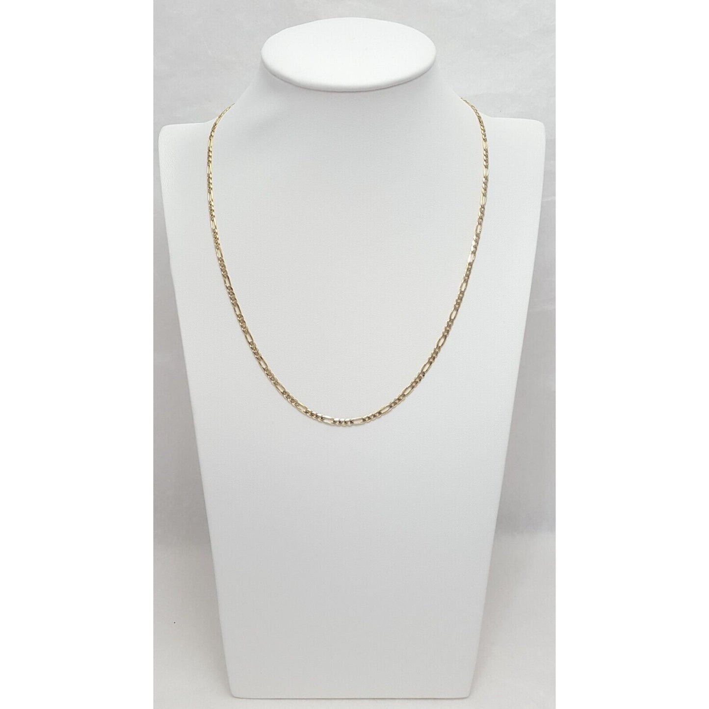 14K Two Tone Gold Diamond Cut Figaro Link Chain Necklace