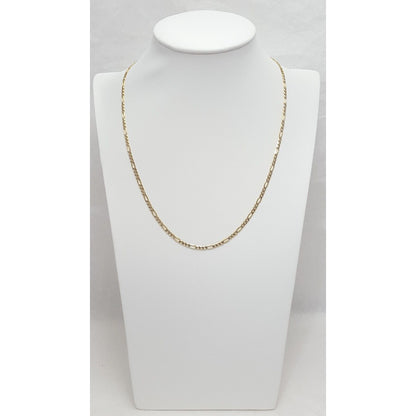 14K Two Tone Gold Diamond Cut Figaro Link Chain Necklace