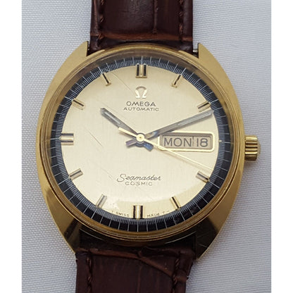 Vintage Omega Seamaster Cosmic 166036-Tool107 Auto. Day/Date GP Case Men's Watch