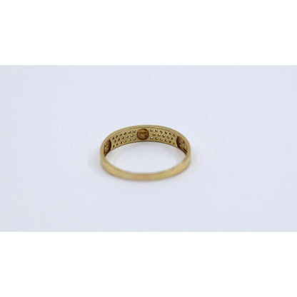 14K Yellow Gold CZ Pave Womens Stackable Band Ring Screw Motif