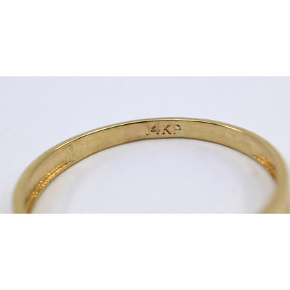 14K Yellow Gold CZ Pave Womens Stackable Band Ring Screw Motif