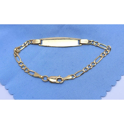 14K Karat Solid Yellow Gold Link ID Bracelet