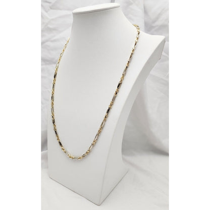 14K Solid Two Tone Gold Diamond Cut Milano Rope Chain Necklace